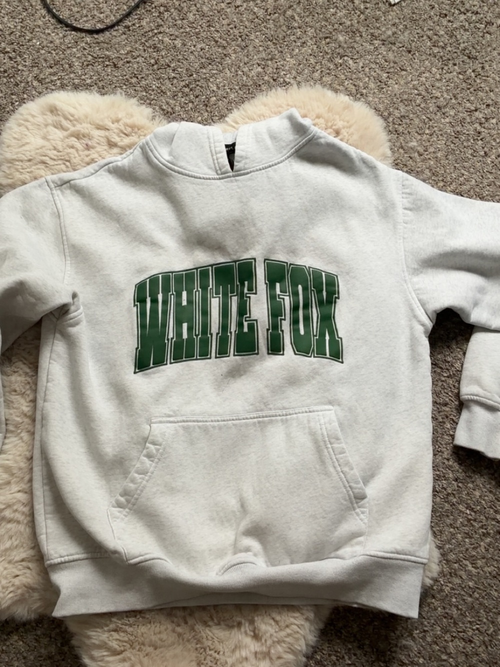 White Fox Boutique Cream Sweatshirt with Green Logo